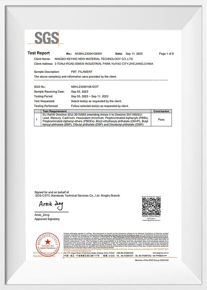 PBT Brush wire ROHS rapport